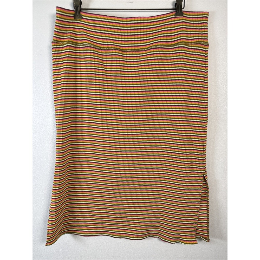 Aerie Ribbed Midi Pencil Stretchy Skirt Multicolor Womens XXL Side Slits